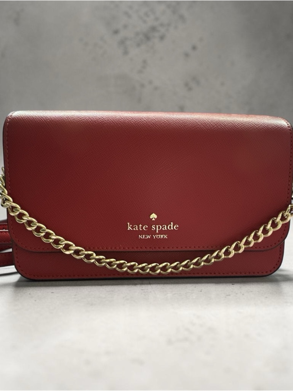 kate spade red leather chain-strap crossbody